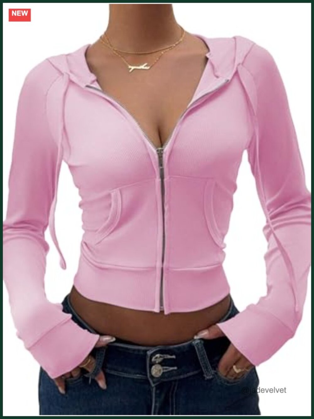 Women's Y2K Ribbed Knit Crop Zip Up Hoodie Slim Fit Long Sleeve